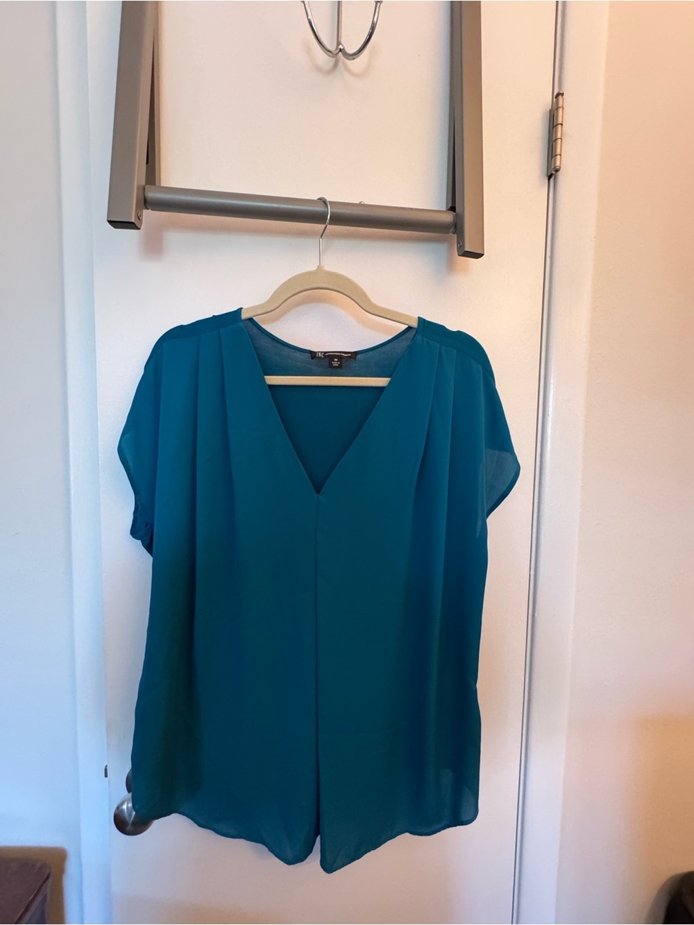INC International Concepts Teal V-Neck Short Sleeve Blouse